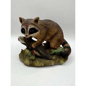 Raccoon Masterpiece by Homeco Fine Hand Painted Porcelain Figurine Vtg 1970s